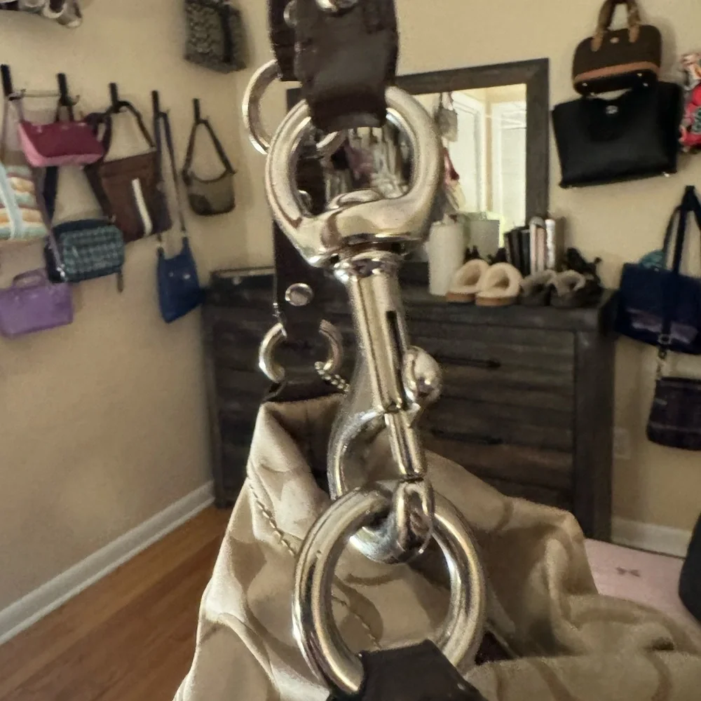 Coach Beige Signature Canvas Hobo with Brown Leather Trim - Picture 5 of 11